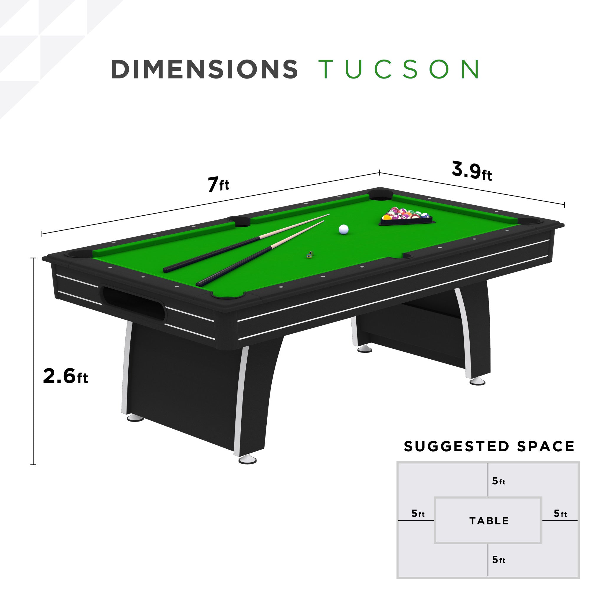 Fat Cat Tucson 7' Pool Table with Green Playing Surface