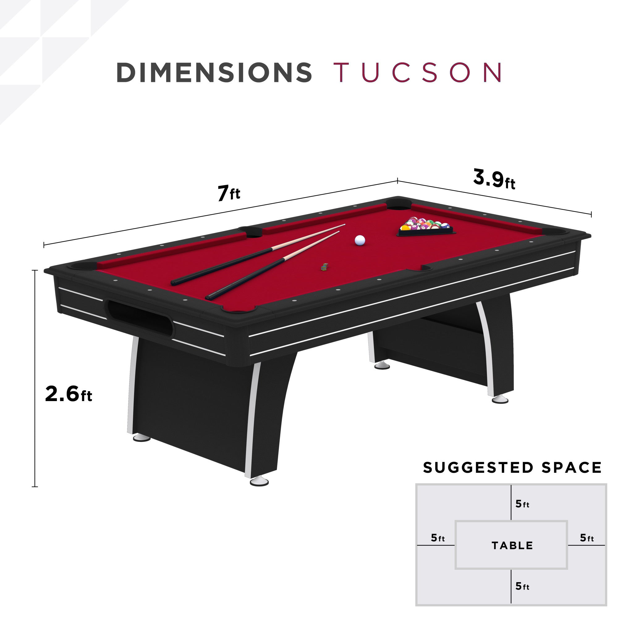 Fat Cat Tucson 7' Pool Table with Red Playing Surface