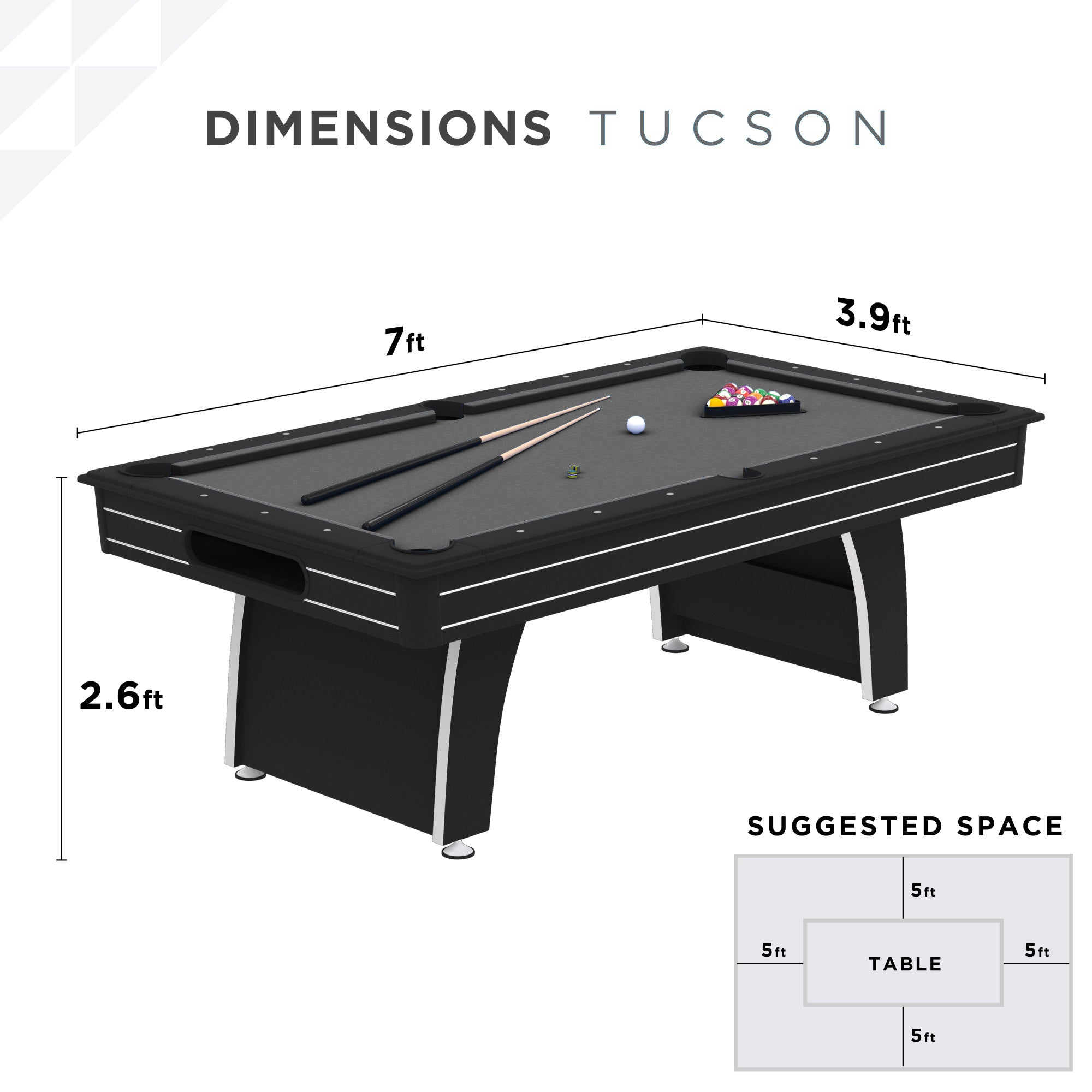 Fat Cat Tucson 7' Pool Table with Grey Playing Surface